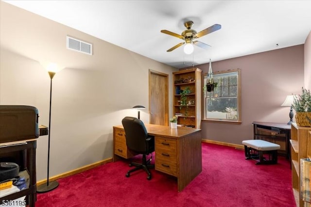 10A E Crisman Rd, Blairstown Twp, NJ 07825 - office space featuring ceiling fan, baseboards, and dark carpet
