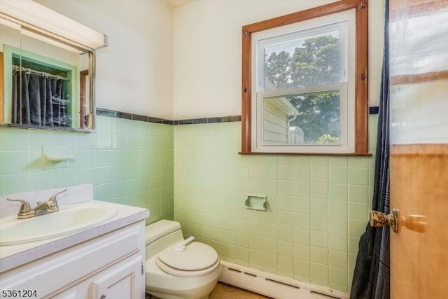 260 Munsonhurst Rd, Franklin Boro, NJ 07416 - full bath featuring tile walls, a baseboard heating unit, and vanity