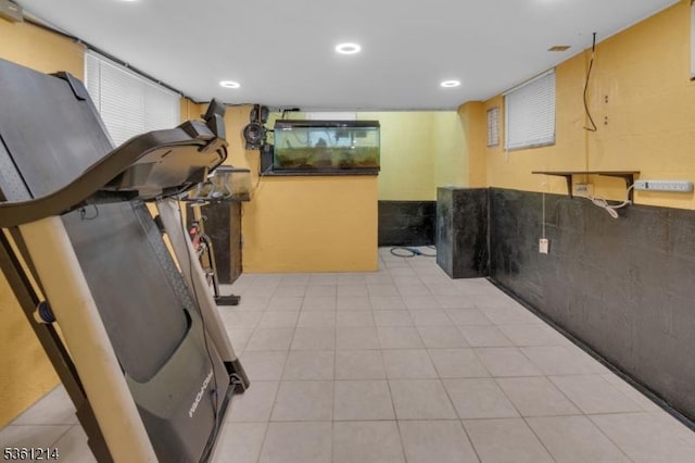 53 Elliot Pl, East Orange City, NJ 07018 - workout area featuring recessed lighting and light tile patterned floors
