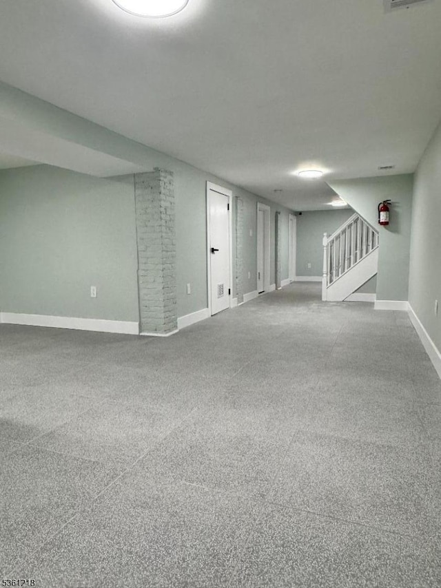 50 Willoughby St, Newark City, NJ 07112 - finished below grade area featuring stairs, baseboards, and carpet floors