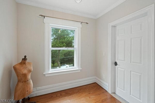 314 Chestnut St, Nutley Twp, NJ 07110 - spare room with light wood-type flooring, ornamental molding, and baseboards