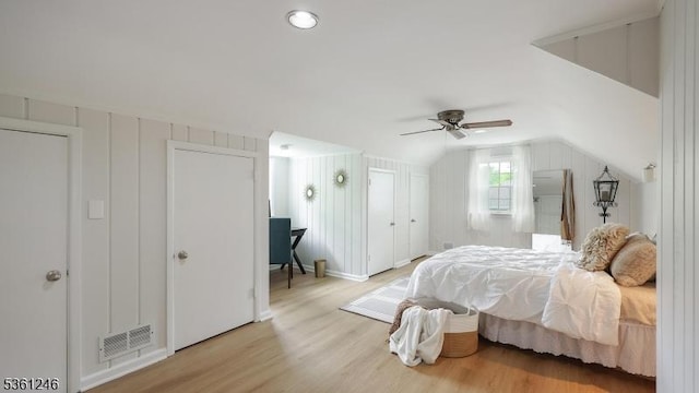 125 King St, Fanwood Boro, NJ 07023 - bedroom featuring wood finished floors, vaulted ceiling, and a ceiling fan
