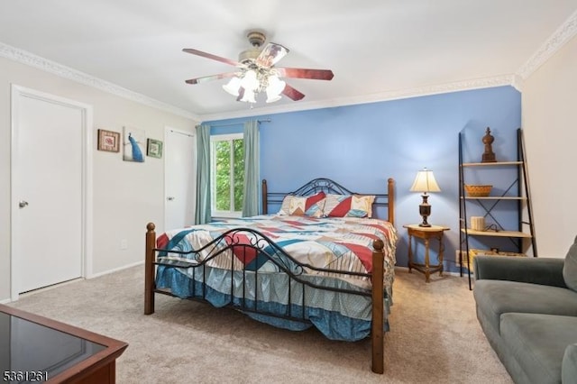 665F Dover Ct, Hillsborough Twp, NJ 08844 - carpeted bedroom featuring ornamental molding, a ceiling fan, and baseboards