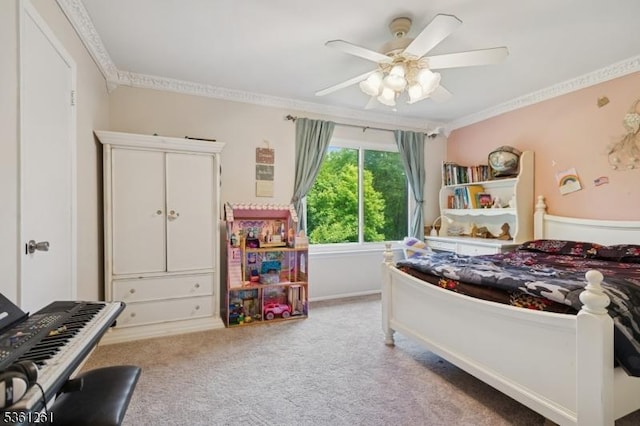 665F Dover Ct, Hillsborough Twp, NJ 08844 - bedroom featuring carpet flooring, crown molding, and ceiling fan