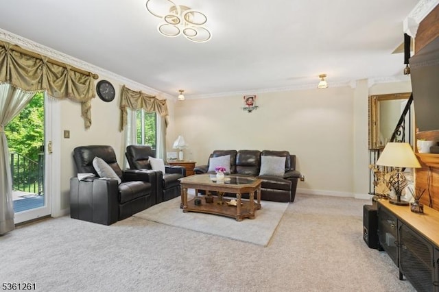 665F Dover Ct, Hillsborough Twp, NJ 08844 - carpeted living area featuring crown molding