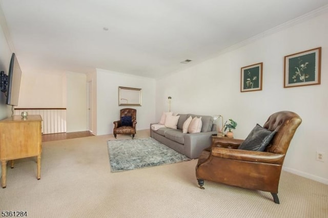 212 Riveredge Dr Unit 212, Chatham Twp, NJ 07928 - carpeted living area featuring crown molding and baseboards