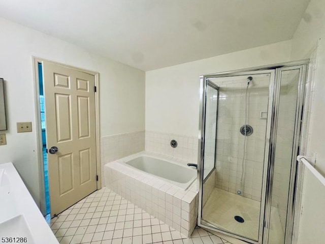 123 Pinehurst Dr, Washington Twp, NJ 07882 - bathroom featuring a bath, a stall shower, and tile patterned floors