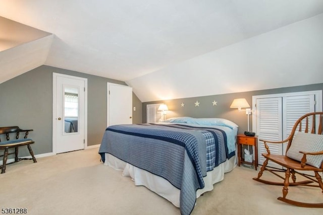 24 W Windy Bush Ln, Sparta Twp, NJ 07871 - bedroom with lofted ceiling, light colored carpet, and baseboards