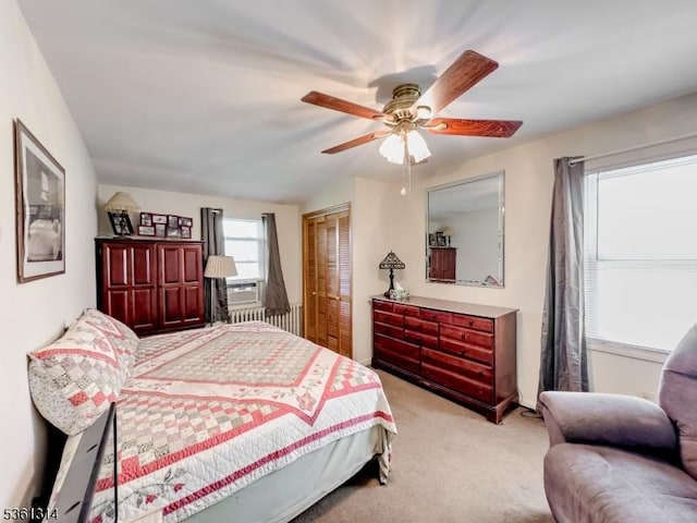 51 Minnehaha Blvd, Parsippany-Troy Hills Twp, NJ 07034 - bedroom with light colored carpet, a closet, ceiling fan, and cooling unit