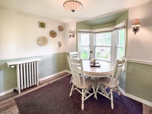 51 Minnehaha Blvd, Parsippany-Troy Hills Twp, NJ 07034 - dining area featuring radiator, baseboards, and wood finished floors
