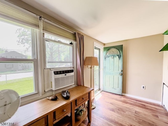 51 Minnehaha Blvd, Parsippany-Troy Hills Twp, NJ 07034 - foyer with light wood-style floors, baseboards, and cooling unit
