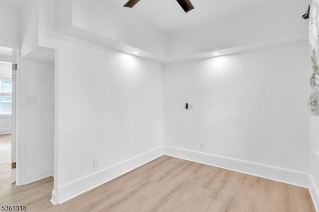39 Johnson Rd, West Orange Twp, NJ 07052 - spare room featuring ceiling fan, light wood-type flooring, baseboards, a raised ceiling, and recessed lighting
