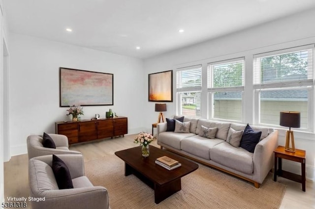 39 Johnson Rd, West Orange Twp, NJ 07052 - living area featuring light wood finished floors, recessed lighting, and baseboards