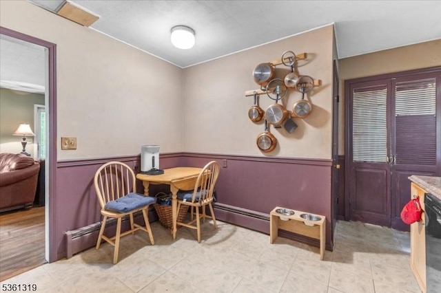 1337 State Route 57, Mansfield Twp, NJ 07865 - dining space with wainscoting and baseboard heating
