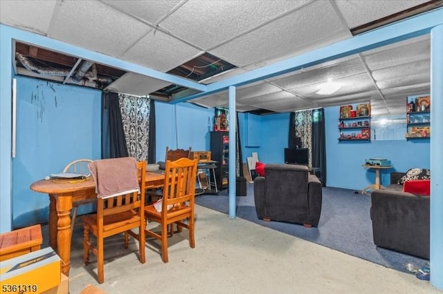 1337 State Route 57, Mansfield Twp, NJ 07865 - dining area featuring a drop ceiling and concrete flooring