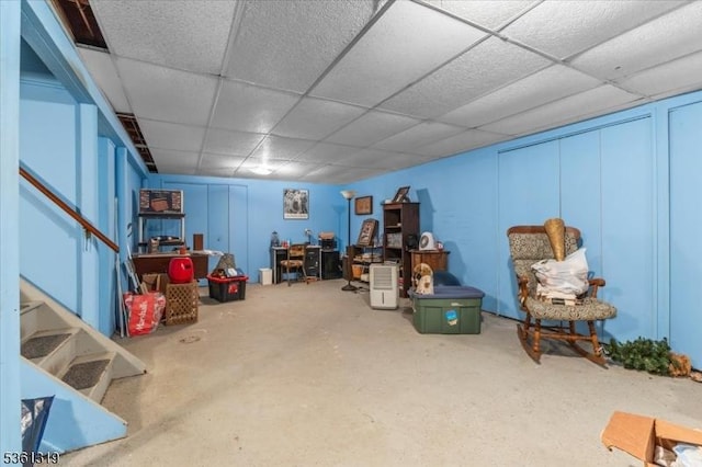 1337 State Route 57, Mansfield Twp, NJ 07865 - basement featuring a paneled ceiling and stairs