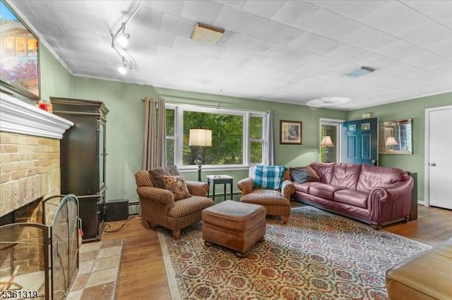 1337 State Route 57, Mansfield Twp, NJ 07865 - living area with wood finished floors, a baseboard heating unit, and track lighting