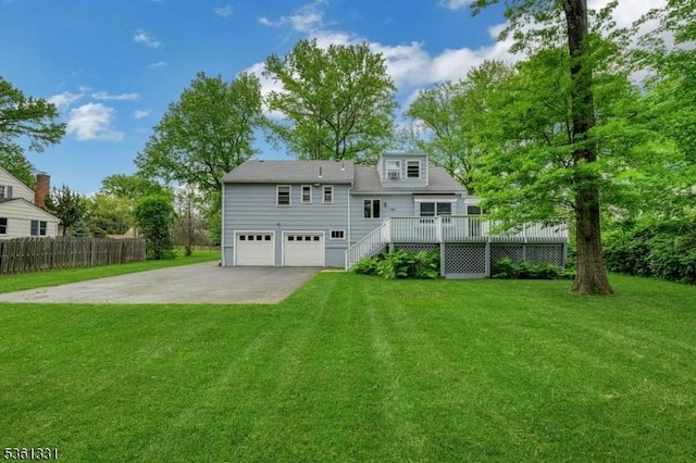 908 Willow Grove Rd, Westfield Town, NJ 07090 - back of property featuring a garage, driveway, a wooden deck, and stairs