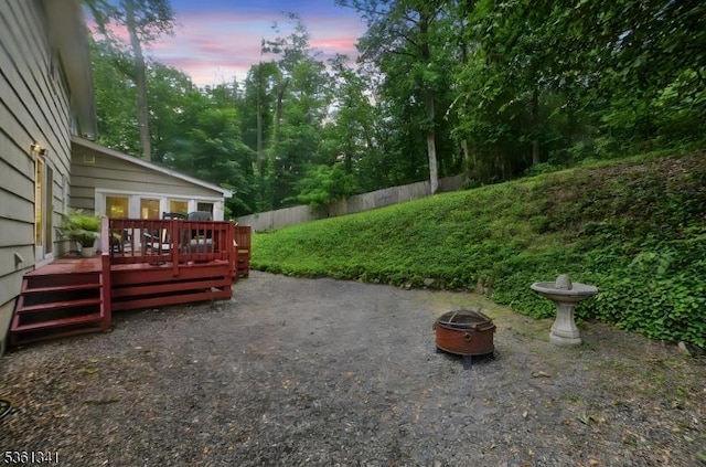 2 Skyline Dr, Morris Twp, NJ 07960 - view of patio / terrace featuring a wooden deck and an outdoor fire pit