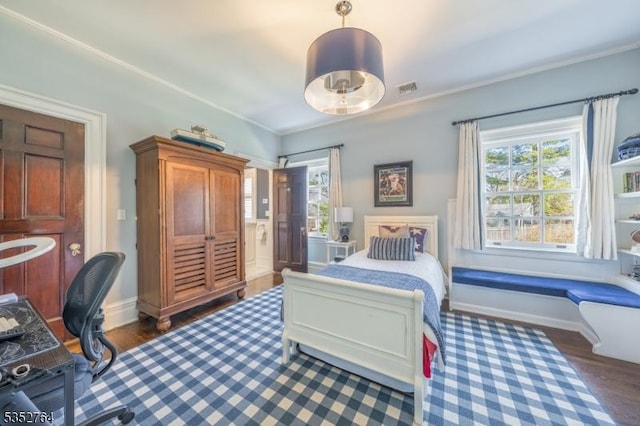 10 Rowan Rd, Summit City, NJ 07901 - bedroom with multiple windows, wood finished floors, an office area, and crown molding