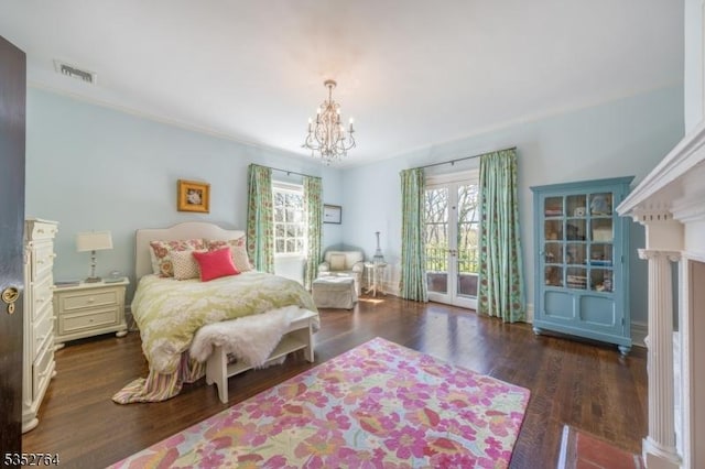 10 Rowan Rd, Summit City, NJ 07901 - bedroom featuring a chandelier, wood finished floors, and access to outside