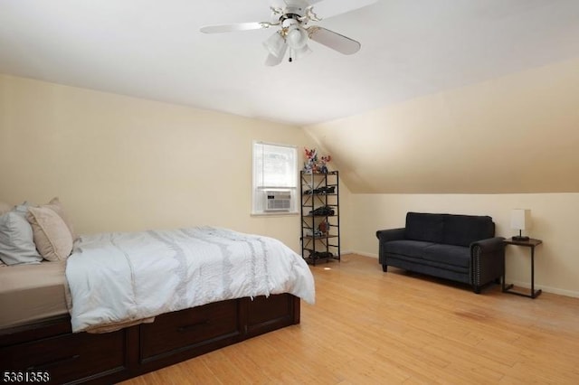 992 Milton Blvd, Rahway City, NJ 07065 - bedroom featuring lofted ceiling, light wood-style floors, a ceiling fan, and cooling unit
