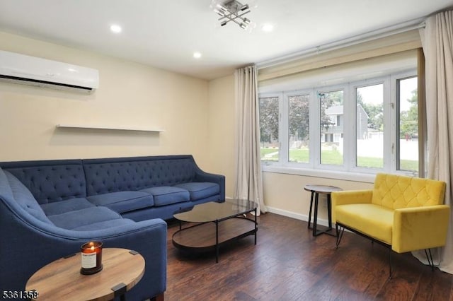 992 Milton Blvd, Rahway City, NJ 07065 - living area with an AC wall unit, wood finished floors, and recessed lighting