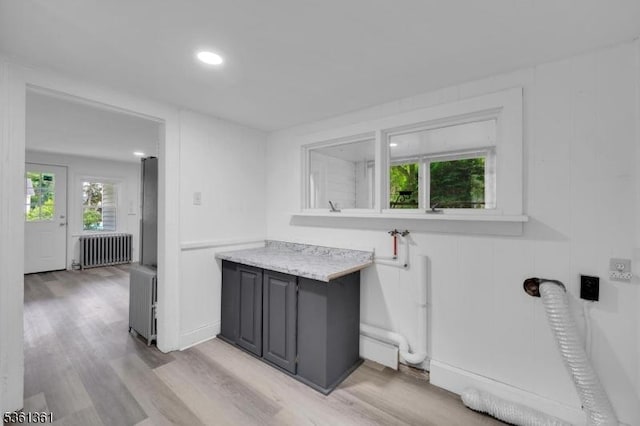 18 Ann St, Knowlton Twp, NJ 07832 - kitchen featuring radiator, light wood-type flooring, and recessed lighting