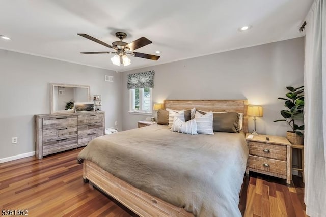 86 Belmont Ave, Cranford Twp, NJ 07016 - bedroom featuring wood finished floors, recessed lighting, baseboards, a ceiling fan, and ornamental molding