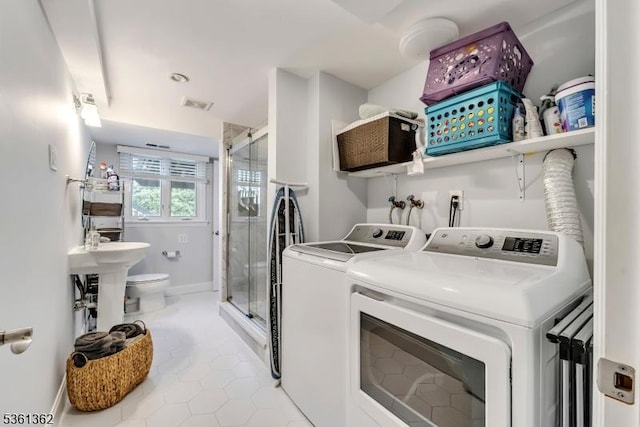 86 Belmont Ave, Cranford Twp, NJ 07016 - laundry area featuring independent washer and dryer and light tile patterned floors