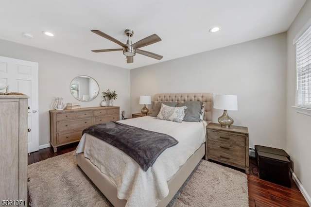 2507 Jay Pl, Union Twp, NJ 07083 - bedroom with wood finished floors, multiple windows, recessed lighting, a ceiling fan, and baseboards