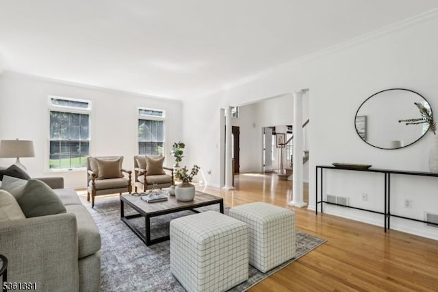 25 Castle Ct, Randolph Twp, NJ 07869 - living area featuring wood finished floors and crown molding