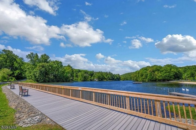 29 Black Oak Dr, Vernon Twp, NJ 07462 - dock featuring a wooded view and a water view