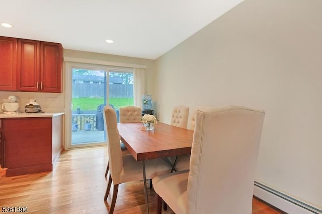 29 Black Oak Dr, Vernon Twp, NJ 07462 - dining space with baseboard heating, light wood-type flooring, and recessed lighting