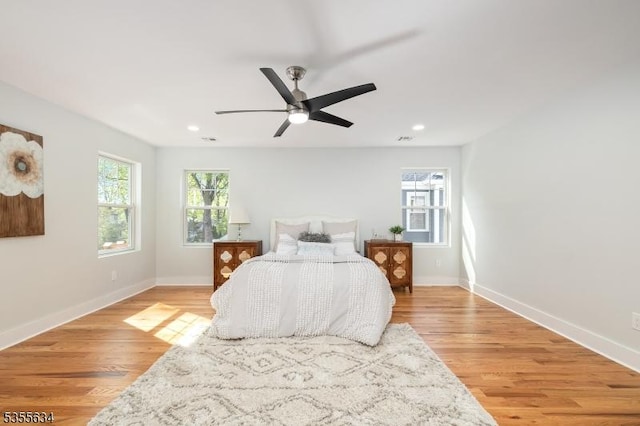 1314 Pine Grove Ave, Westfield Town, NJ 07090 - bedroom featuring light wood-style floors, baseboards, recessed lighting, and ceiling fan