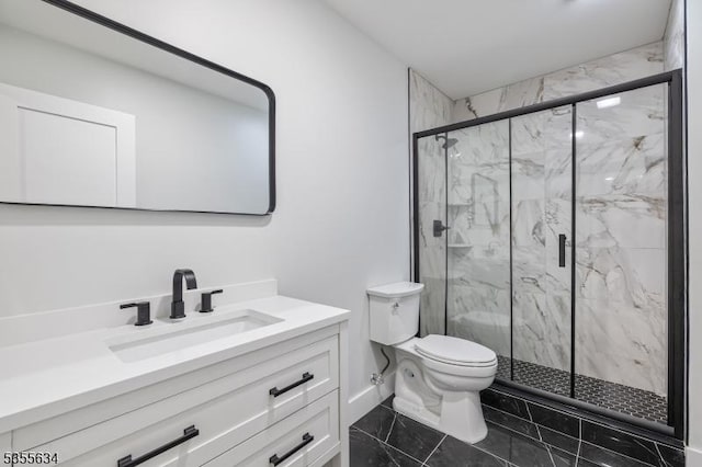 1314 Pine Grove Ave, Westfield Town, NJ 07090 - bathroom featuring marble finish floors, toilet, vanity, a marble finish shower, and baseboards