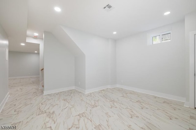 1314 Pine Grove Ave, Westfield Town, NJ 07090 - additional living space featuring recessed lighting, marble look tiles, and baseboards