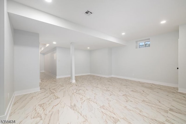 1314 Pine Grove Ave, Westfield Town, NJ 07090 - basement with recessed lighting and light marble finish floors