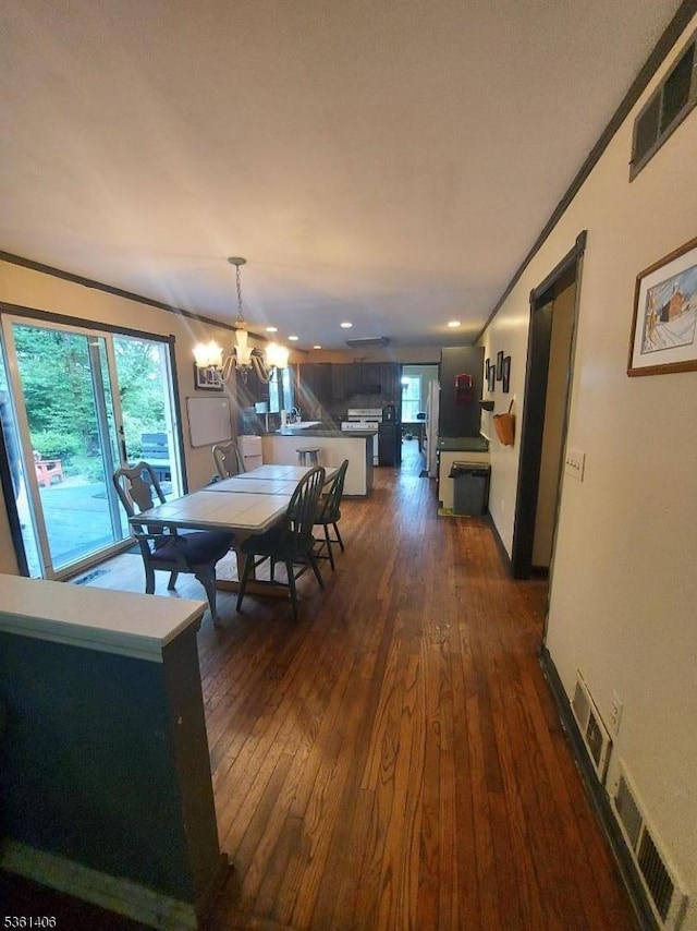 4 Babbitt Ct, Newton Town, NJ 07860 - dining room featuring plenty of natural light, dark wood finished floors, a chandelier, and recessed lighting