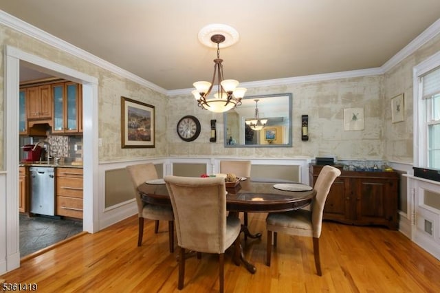 50 Skillman Rd, Montgomery Twp, NJ 08558 - dining area featuring a chandelier, wood finished floors, and crown molding