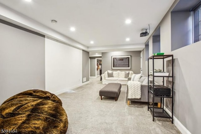 100 Gregory Ave, West Orange Twp, NJ 07052 - living area with light colored carpet, recessed lighting, and baseboards