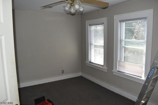 375 Tower St, Union Twp, NJ 07088 - unfurnished room with dark carpet, a ceiling fan, plenty of natural light, and baseboards