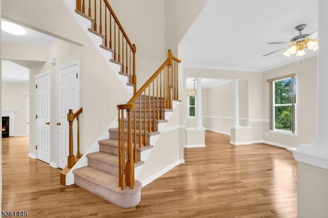 9 Mcgovern Ct, Bridgewater Twp, NJ 08807 - stairway with wood finished floors and a ceiling fan