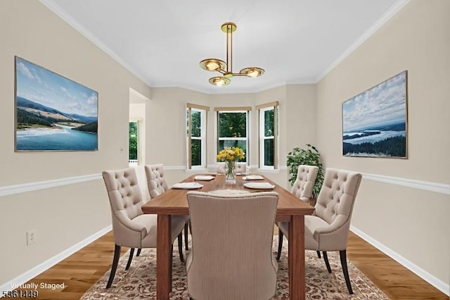 9 Mcgovern Ct, Bridgewater Twp, NJ 08807 - dining space featuring a chandelier, wood finished floors, and crown molding