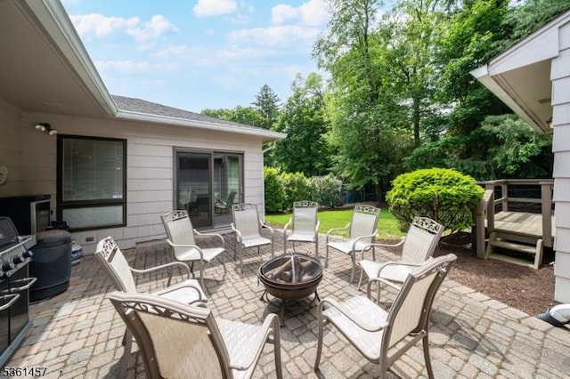 32 Fairway Ave, West Orange Twp, NJ 07052 - view of patio with a fire pit and a grill