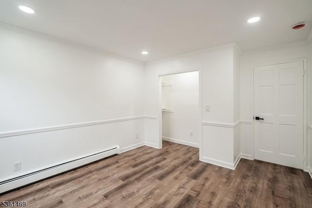 16 Deanna Dr Unit 23, Hillsborough Twp, NJ 08844 - empty room featuring baseboard heating, crown molding, wood finished floors, recessed lighting, and baseboards