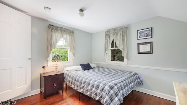23 Laurel Pl, Fanwood Boro, NJ 07023 - bedroom with dark wood-type flooring, baseboards, and vaulted ceiling