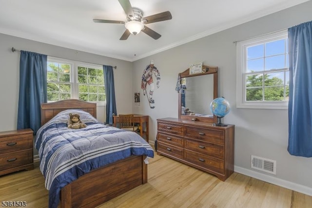 1730 Arrowbrook Dr, Bridgewater Twp, NJ 08836 - bedroom featuring light wood-style flooring, a ceiling fan, and crown molding