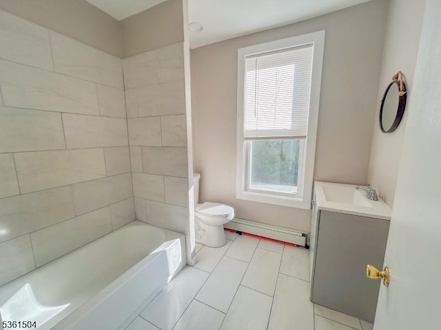 80 Western Ave, Morristown Town, NJ 07960 - bathroom featuring baseboard heating, vanity, toilet,  shower combination, and baseboards