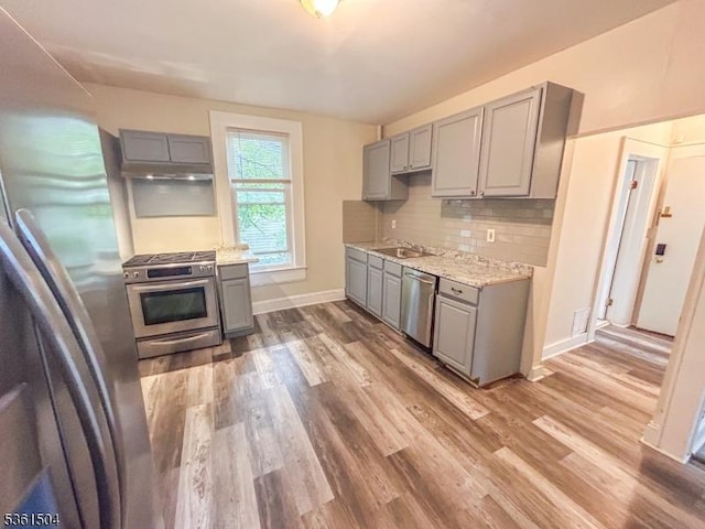 80 Western Ave, Morristown Town, NJ 07960 - kitchen featuring gray cabinetry and stainless steel appliances